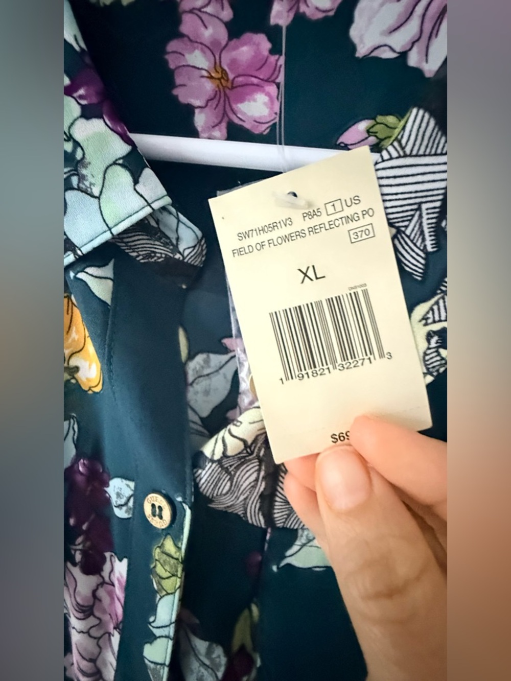 Guess Dark Teal Floral Button-Down Shirt - Picture 4 of 8